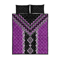 Purple Niho Taniwha Mix Poutama Quilt Bed Set Unique Taniko Aotearoa LT01 - Polynesian Pride