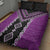 Purple Niho Taniwha Mix Poutama Quilt Bed Set Unique Taniko Aotearoa