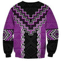 Purple Niho Taniwha Mix Poutama Sweatshirt Unique Taniko Aotearoa LT01 - Polynesian Pride