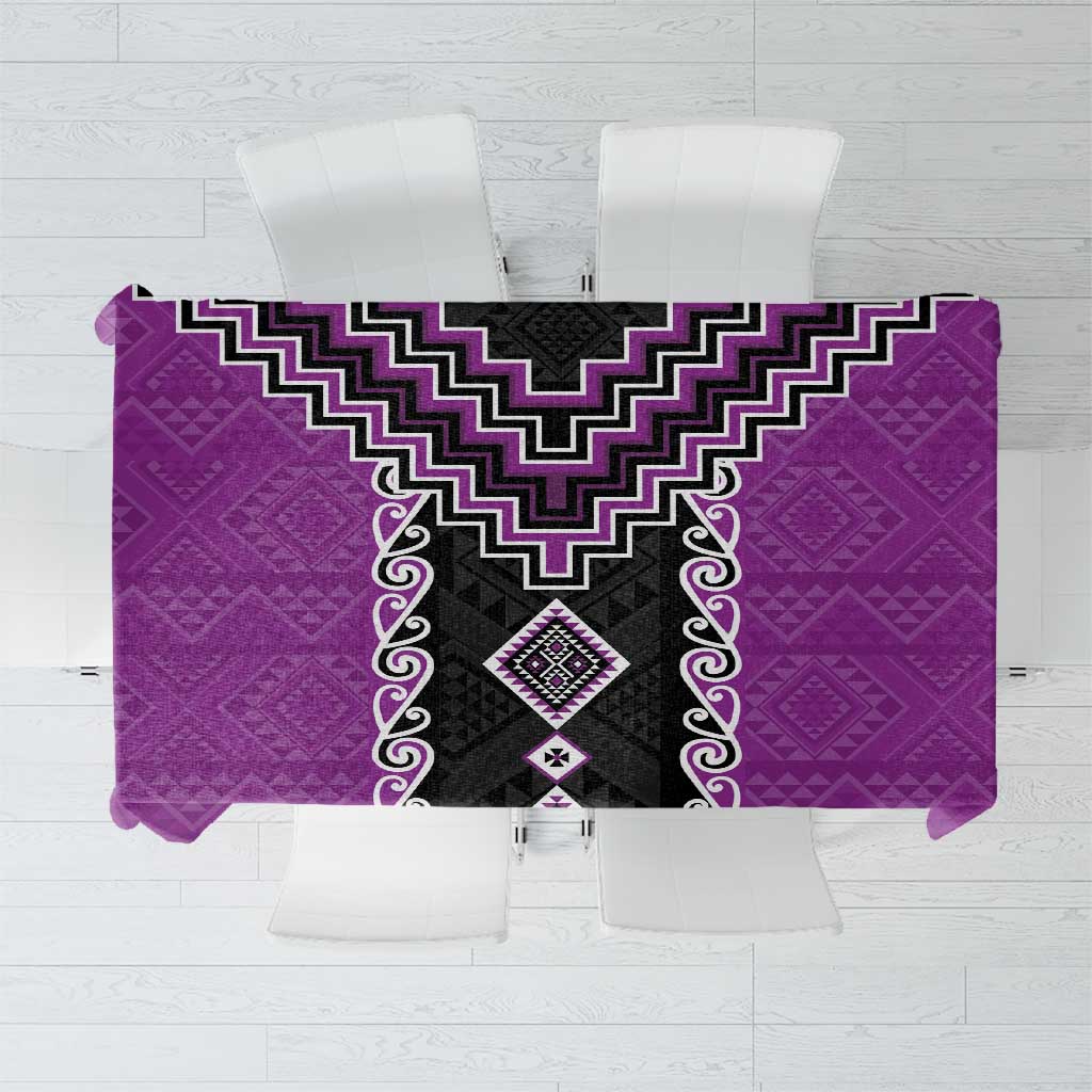 Purple Niho Taniwha Mix Poutama Tablecloth Unique Taniko Aotearoa LT01 Purple - Polynesian Pride