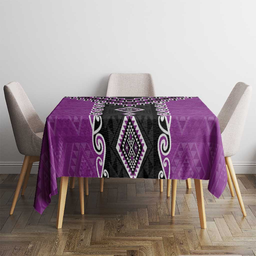 Purple Niho Taniwha Mix Poutama Tablecloth Unique Taniko Aotearoa LT01 - Polynesian Pride