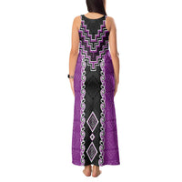 Purple Niho Taniwha Mix Poutama Tank Maxi Dress Unique Taniko Aotearoa LT01 - Polynesian Pride