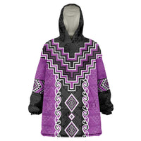 Purple Niho Taniwha Mix Poutama Wearable Blanket Hoodie Unique Taniko Aotearoa LT01 One Size Purple - Polynesian Pride