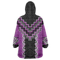 Purple Niho Taniwha Mix Poutama Wearable Blanket Hoodie Unique Taniko Aotearoa LT01 - Polynesian Pride