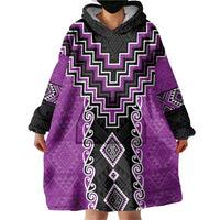 Purple Niho Taniwha Mix Poutama Wearable Blanket Hoodie Unique Taniko Aotearoa LT01 - Polynesian Pride