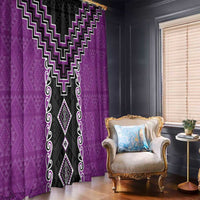 Purple Niho Taniwha Mix Poutama Window Curtain Unique Taniko Aotearoa LT01 - Polynesian Pride
