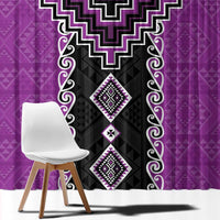 Purple Niho Taniwha Mix Poutama Window Curtain Unique Taniko Aotearoa LT01 - Polynesian Pride