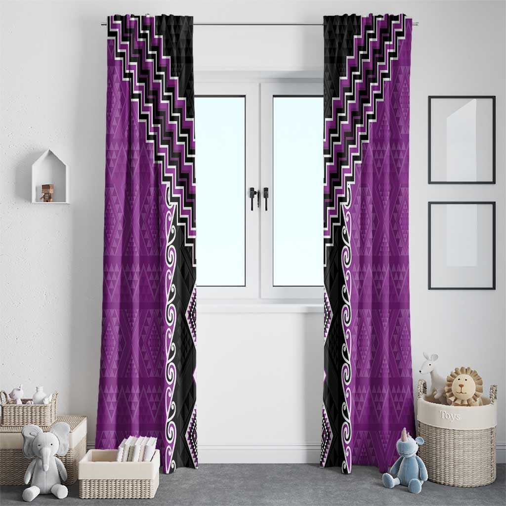 Purple Niho Taniwha Mix Poutama Window Curtain Unique Taniko Aotearoa LT01 - Polynesian Pride