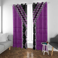 Purple Niho Taniwha Mix Poutama Window Curtain Unique Taniko Aotearoa LT01 With Grommets Purple - Polynesian Pride