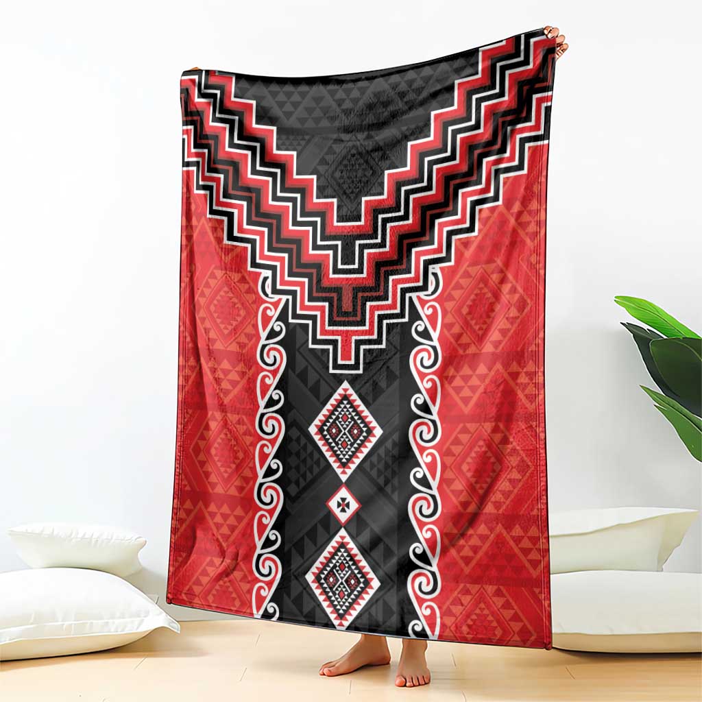 Red Niho Taniwha Mix Poutama Blanket Unique Taniko Aotearoa LT01 - Polynesian Pride