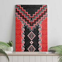 Red Niho Taniwha Mix Poutama Canvas Wall Art Unique Taniko Aotearoa LT01 - Polynesian Pride