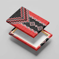 Red Niho Taniwha Mix Poutama Canvas Wall Art Unique Taniko Aotearoa LT01 - Polynesian Pride