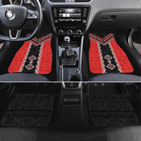Red Niho Taniwha Mix Poutama Car Mats Unique Taniko Aotearoa LT01 Set 4pcs Red - Polynesian Pride
