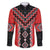 Red Niho Taniwha Mix Poutama Family Matching Long Sleeve Bodycon Dress and Hawaiian Shirt Unique Taniko Aotearoa