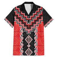 Red Niho Taniwha Mix Poutama Family Matching Mermaid Dress and Hawaiian Shirt Unique Taniko Aotearoa