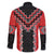 Red Niho Taniwha Mix Poutama Family Matching Off The Shoulder Long Sleeve Dress and Hawaiian Shirt Unique Taniko Aotearoa