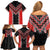 Red Niho Taniwha Mix Poutama Family Matching Off Shoulder Short Dress and Hawaiian Shirt Unique Taniko Aotearoa