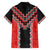 Red Niho Taniwha Mix Poutama Family Matching Short Sleeve Bodycon Dress and Hawaiian Shirt Unique Taniko Aotearoa