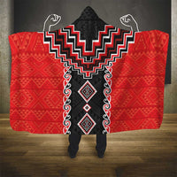 Red Niho Taniwha Mix Poutama Hooded Blanket Unique Taniko Aotearoa LT01 - Polynesian Pride