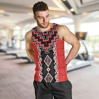Red Niho Taniwha Mix Poutama Men Tank Top Unique Taniko Aotearoa LT01 Red - Polynesian Pride