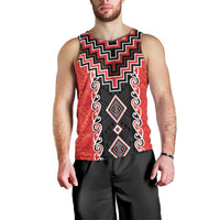 Red Niho Taniwha Mix Poutama Men Tank Top Unique Taniko Aotearoa LT01 - Polynesian Pride