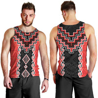 Red Niho Taniwha Mix Poutama Men Tank Top Unique Taniko Aotearoa LT01 - Polynesian Pride