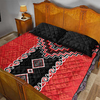 Red Niho Taniwha Mix Poutama Quilt Bed Set Unique Taniko Aotearoa LT01 - Polynesian Pride