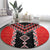 Red Niho Taniwha Mix Poutama Round Carpet Unique Taniko Aotearoa