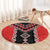 Red Niho Taniwha Mix Poutama Round Carpet Unique Taniko Aotearoa