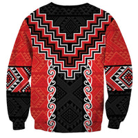 Red Niho Taniwha Mix Poutama Sweatshirt Unique Taniko Aotearoa LT01 - Polynesian Pride