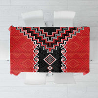 Red Niho Taniwha Mix Poutama Tablecloth Unique Taniko Aotearoa LT01 Red - Polynesian Pride