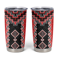 Red Niho Taniwha Mix Poutama Tumbler Cup Unique Taniko Aotearoa LT01 Red - Polynesian Pride