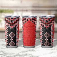 Red Niho Taniwha Mix Poutama Tumbler Cup Unique Taniko Aotearoa LT01 - Polynesian Pride