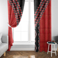 Red Niho Taniwha Mix Poutama Window Curtain Unique Taniko Aotearoa LT01 - Polynesian Pride
