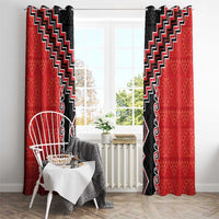 Red Niho Taniwha Mix Poutama Window Curtain Unique Taniko Aotearoa LT01 - Polynesian Pride