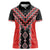 Red Niho Taniwha Mix Poutama Women Polo Shirt Unique Taniko Aotearoa