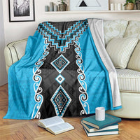Sky Blue Niho Taniwha Mix Poutama Blanket Unique Taniko Aotearoa LT01 Sky Blue - Polynesian Pride