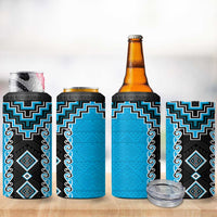 Sky Blue Niho Taniwha Mix Poutama 4 in 1 Can Cooler Tumbler Unique Taniko Aotearoa LT01 - Polynesian Pride