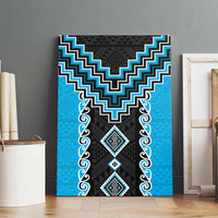 Sky Blue Niho Taniwha Mix Poutama Canvas Wall Art Unique Taniko Aotearoa LT01 - Polynesian Pride