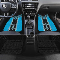 Sky Blue Niho Taniwha Mix Poutama Car Mats Unique Taniko Aotearoa LT01 Set 4pcs Sky Blue - Polynesian Pride