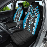 Sky Blue Niho Taniwha Mix Poutama Car Seat Cover Unique Taniko Aotearoa
