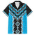 Sky Blue Niho Taniwha Mix Poutama Family Matching Long Sleeve Bodycon Dress and Hawaiian Shirt Unique Taniko Aotearoa