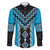 Sky Blue Niho Taniwha Mix Poutama Family Matching Long Sleeve Bodycon Dress and Hawaiian Shirt Unique Taniko Aotearoa