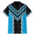 Sky Blue Niho Taniwha Mix Poutama Family Matching Off The Shoulder Long Sleeve Dress and Hawaiian Shirt Unique Taniko Aotearoa
