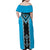 Sky Blue Niho Taniwha Mix Poutama Family Matching Off Shoulder Maxi Dress and Hawaiian Shirt Unique Taniko Aotearoa