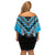 Sky Blue Niho Taniwha Mix Poutama Family Matching Off Shoulder Short Dress and Hawaiian Shirt Unique Taniko Aotearoa