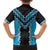 Sky Blue Niho Taniwha Mix Poutama Family Matching Short Sleeve Bodycon Dress and Hawaiian Shirt Unique Taniko Aotearoa