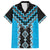 Sky Blue Niho Taniwha Mix Poutama Family Matching Short Sleeve Bodycon Dress and Hawaiian Shirt Unique Taniko Aotearoa