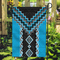 Sky Blue Niho Taniwha Mix Poutama Garden Flag Unique Taniko Aotearoa LT01 Garden Flag Sky Blue - Polynesian Pride