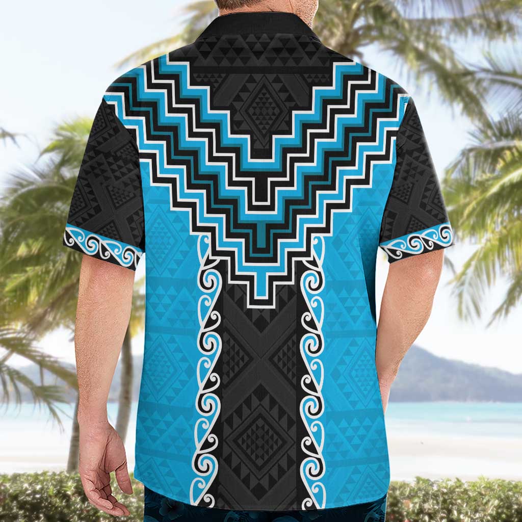 Sky Blue Niho Taniwha Mix Poutama Hawaiian Shirt Unique Taniko Aotearoa LT01 - Polynesian Pride